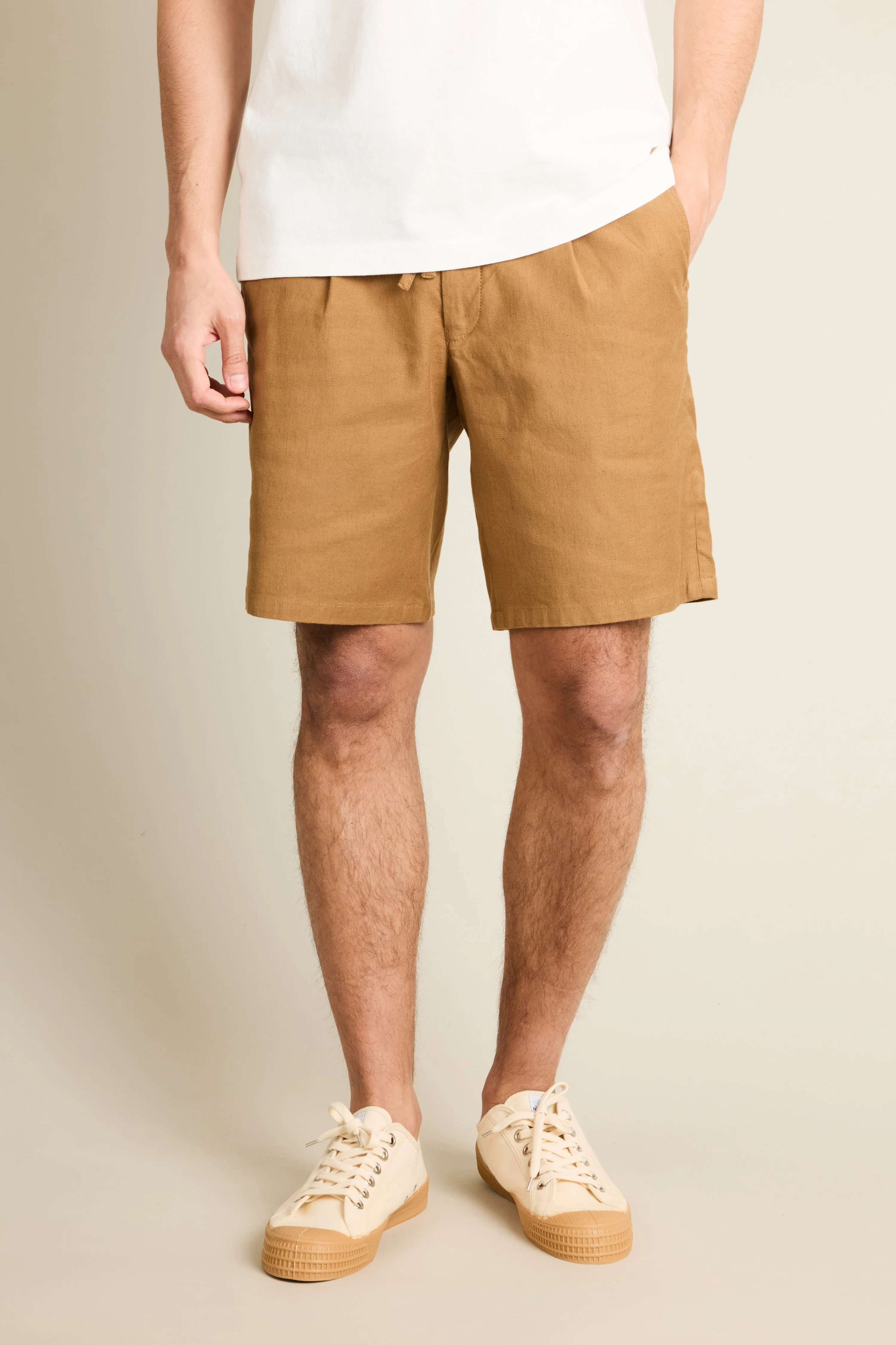 Bermuda coton-lin caramel - Image 5