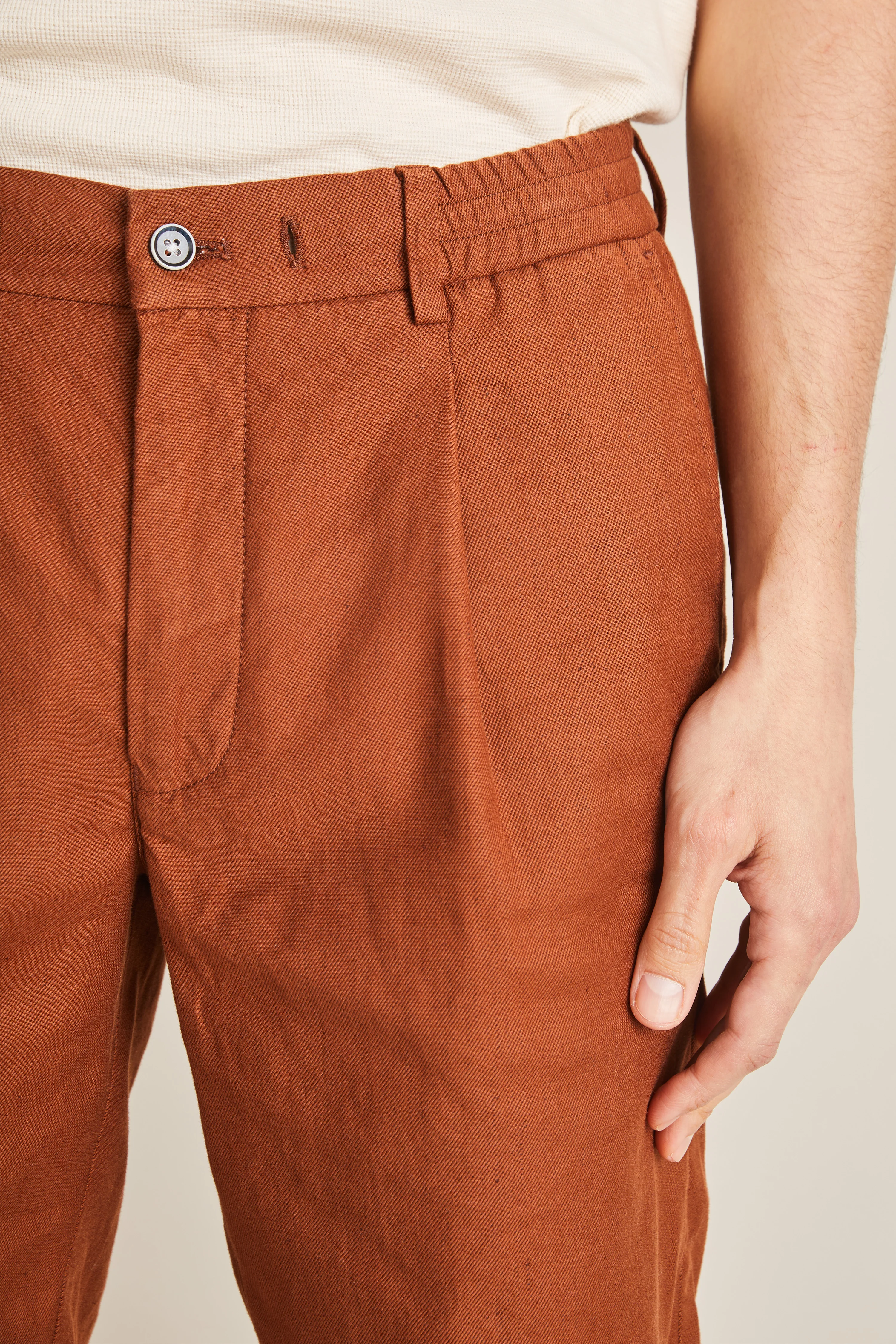 Bermuda coton-lin terracotta - Image 3