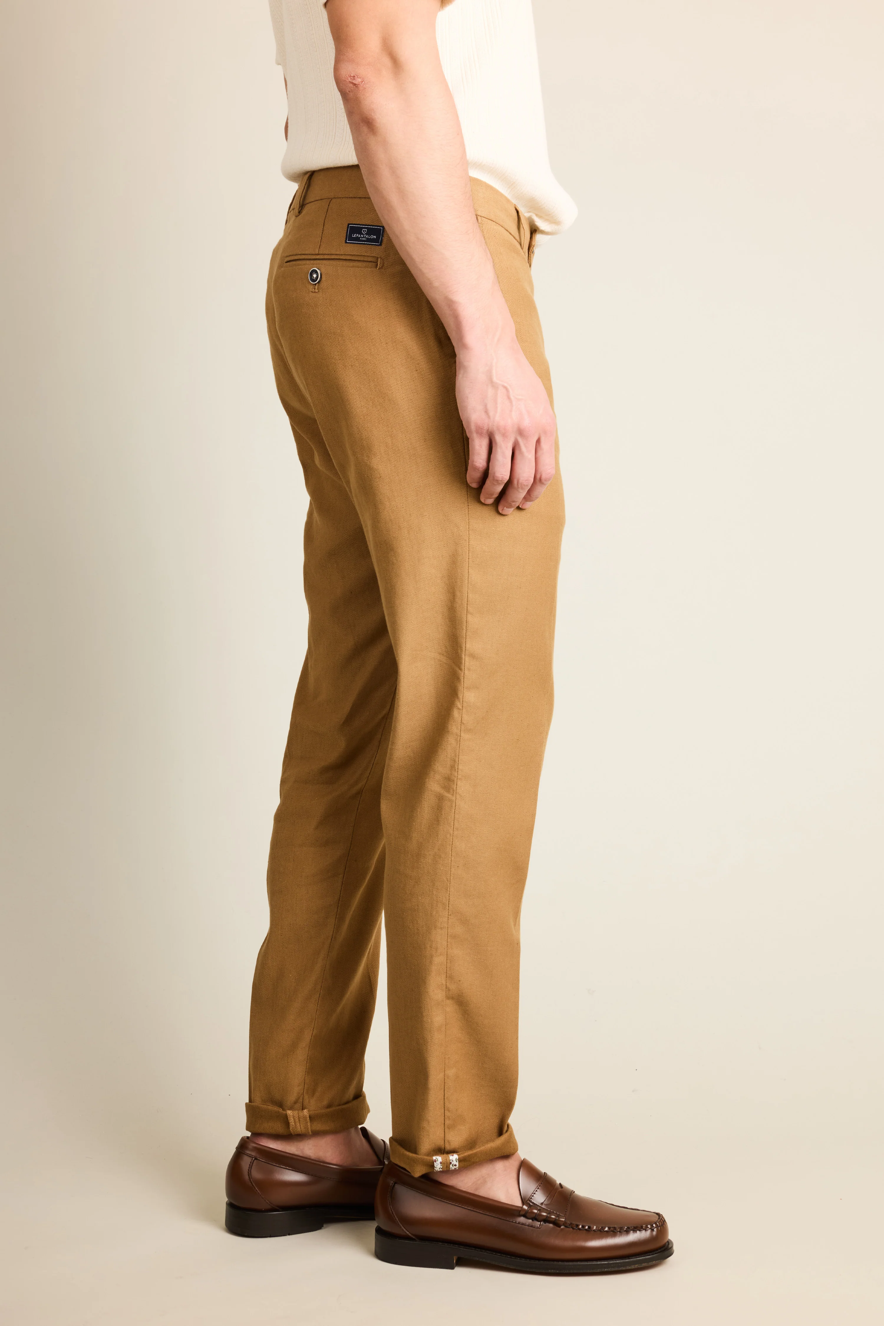 Chino coton-lin caramel - Image 4