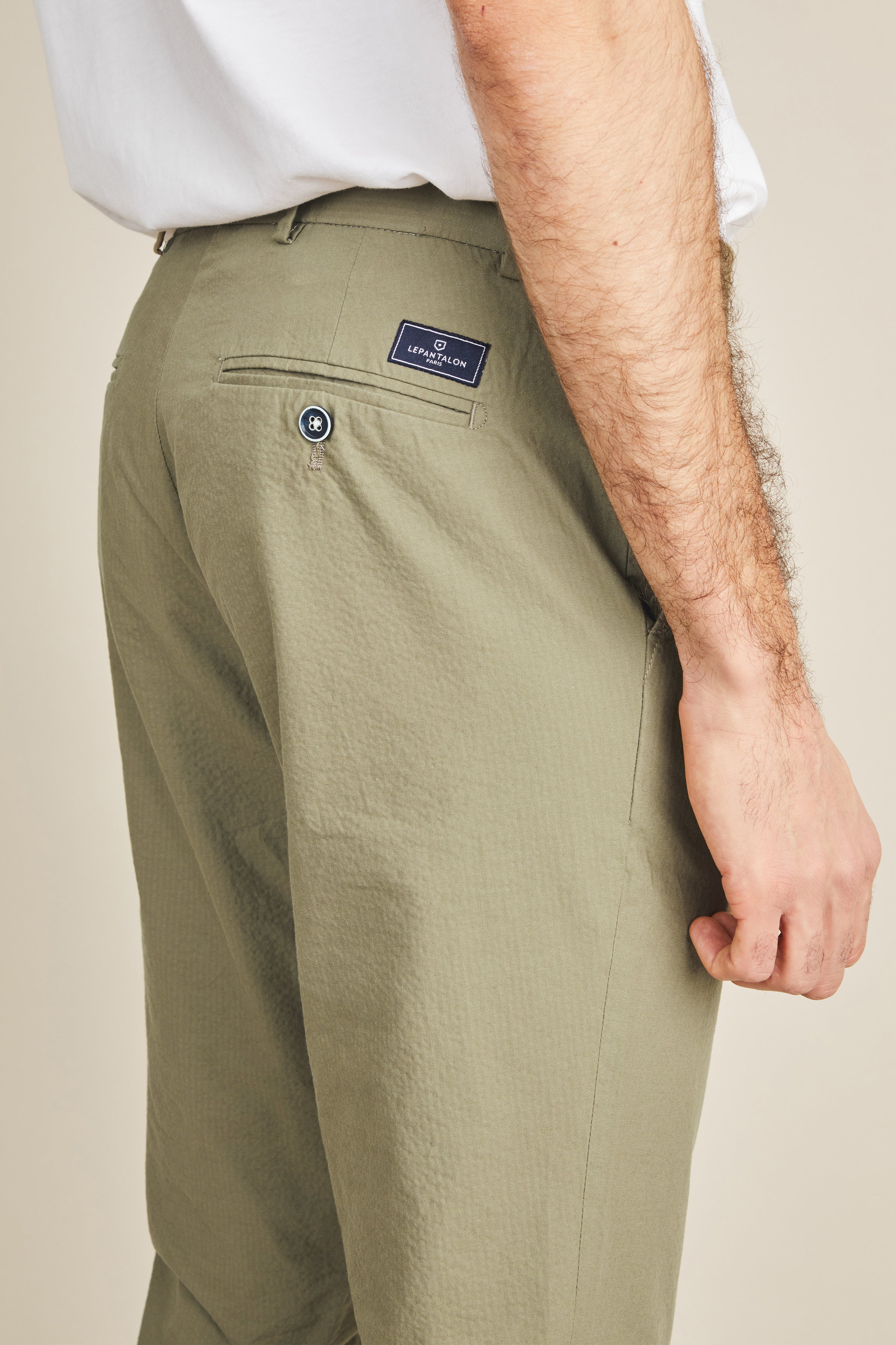 Chino seersucker kaki - Image 3