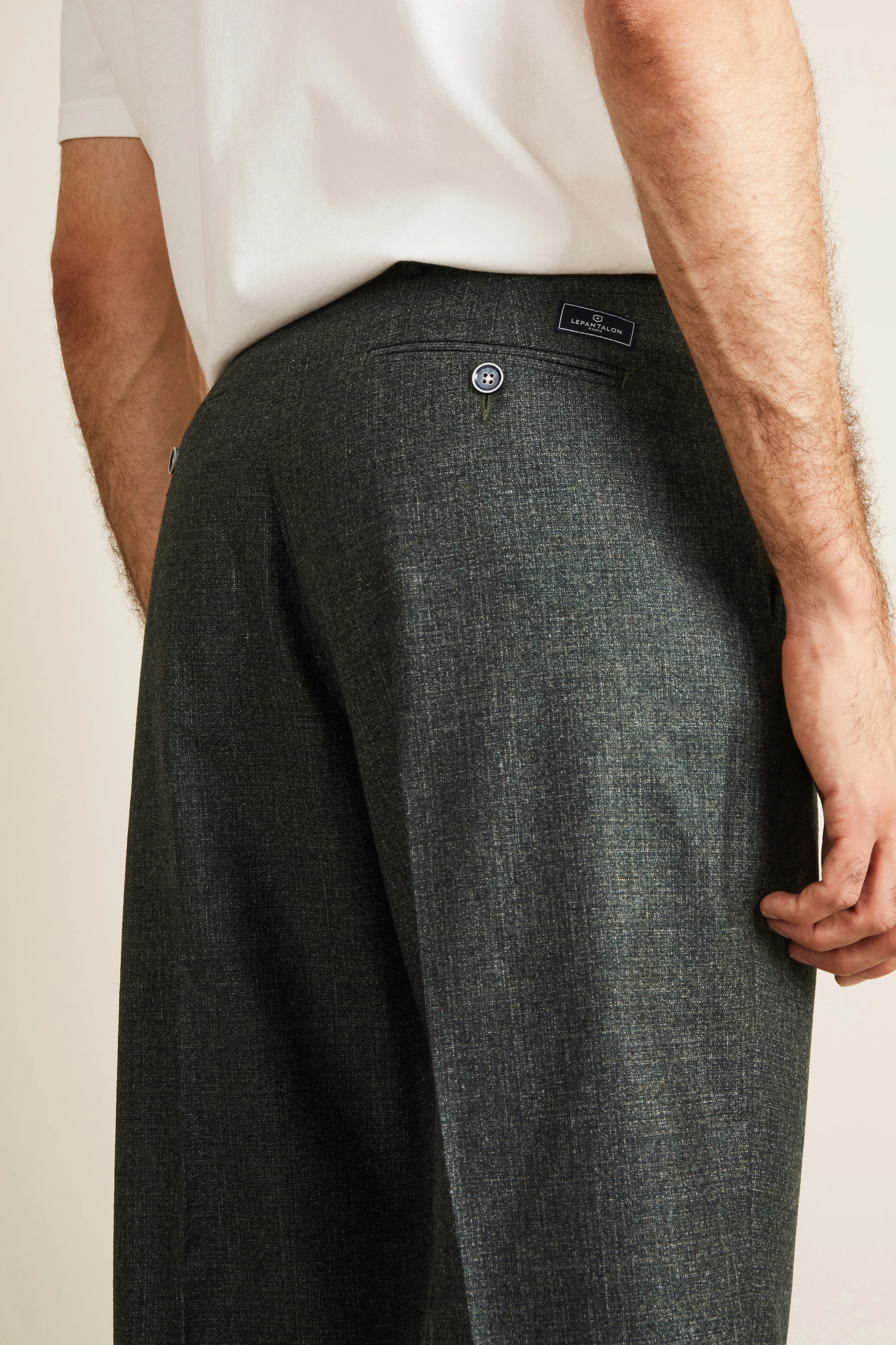 Pantalon à pinces flanelle vert - Image 3