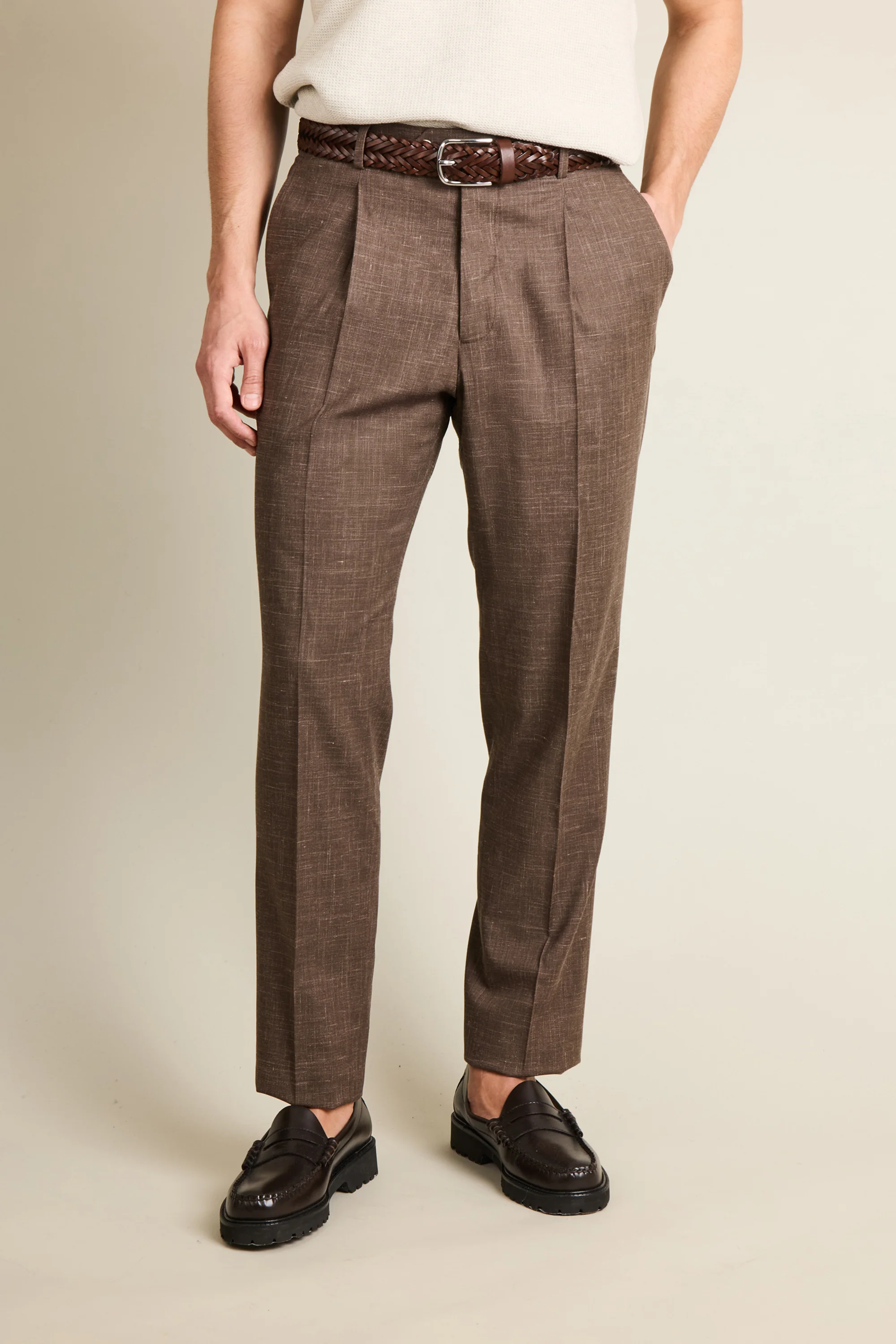 Pantalon flanelle à pinces pour homme