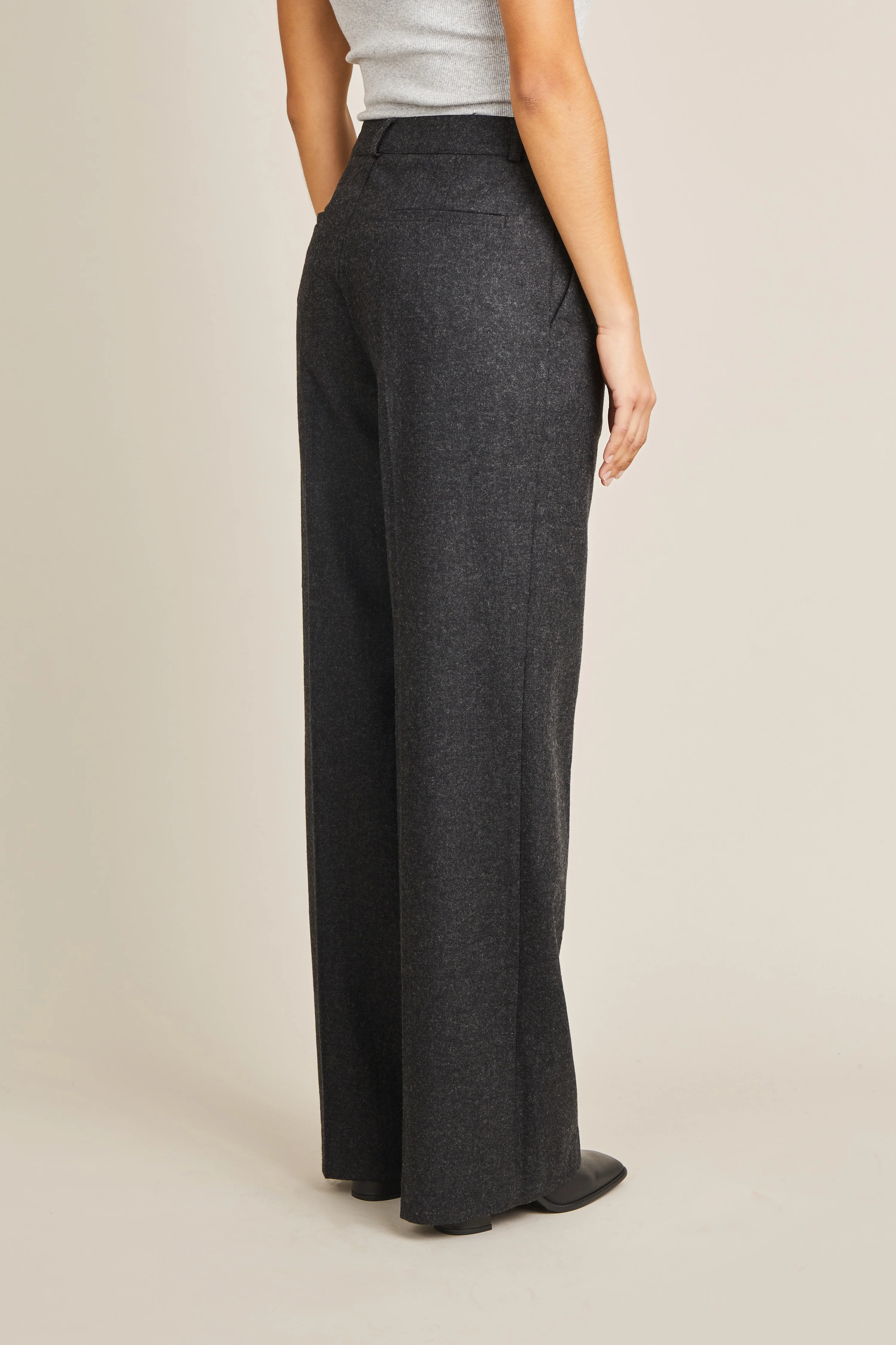 Pantalon flanelle palazzo gris anthracite - Image 4