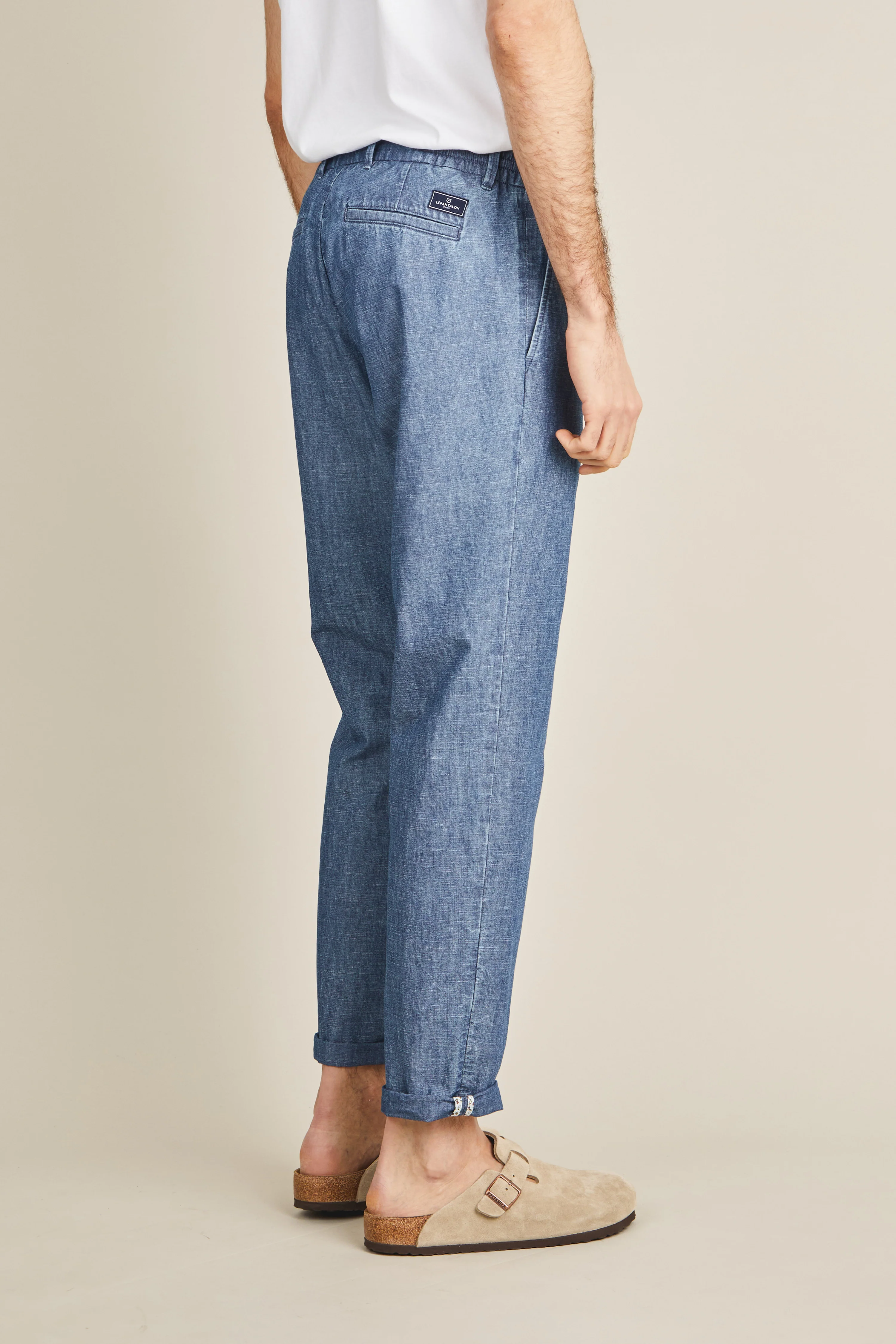 Pantalon jogpant chambray bleu - Image 4