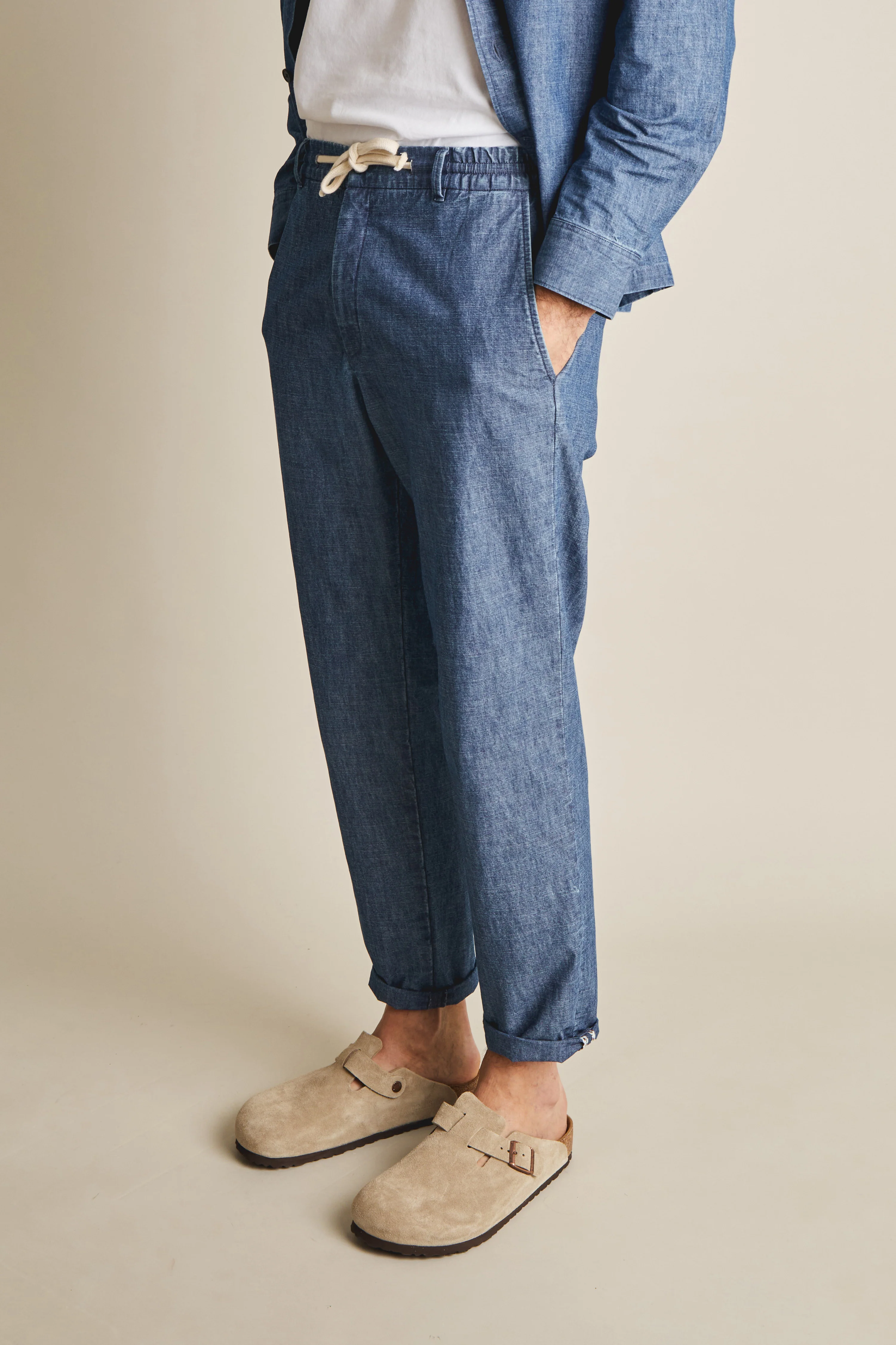 Pantalon jogpant chambray bleu - Image 5